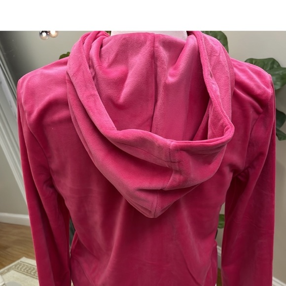 Juicy Couture Pink Velour Tracksuit zip up hoodie, bootcut pant, large - Picture 3 of 9